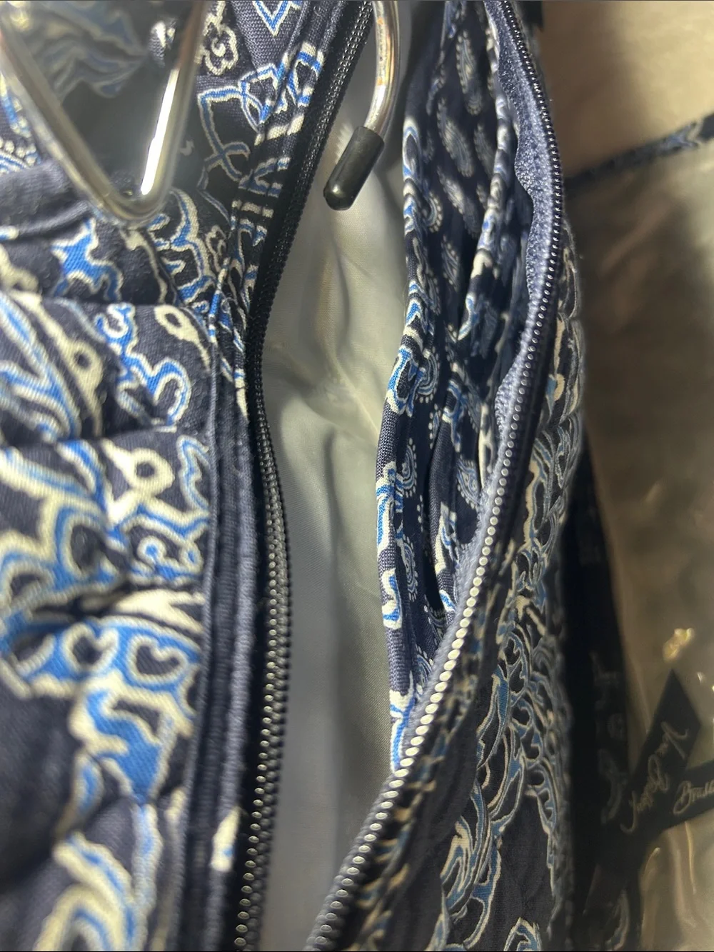 Vera Bradley Navy and Light Blue Paisley Quilted Tote